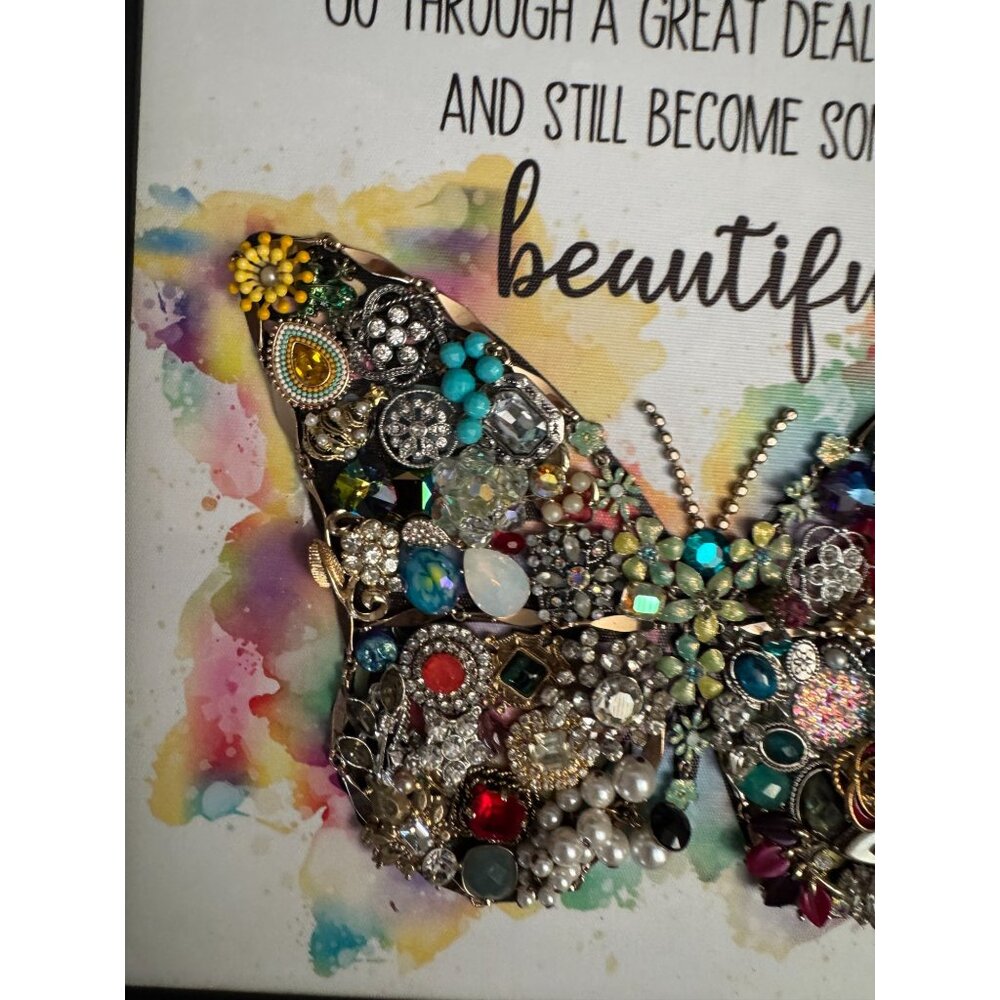 Designs By Betty Signed Butterfly Jewelry Art Quote Framed Collage 14" X 17" - Picture 6 of 12